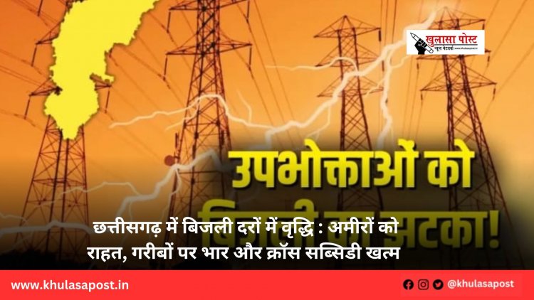 छत्तीसगढ़ में बिजली दरों में वृद्धि : अमीरों को राहत, गरीबों पर भार और क्रॉस सब्सिडी खत्म